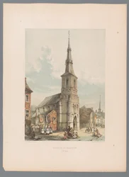 Utsikt över Saint Martin-kyrkan i Sint-Truiden Kyrkan St. Martin à St. Trond (titel på objektet)