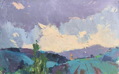 Dramatisk himmel över bergen
