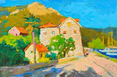 Solig by vid Medelhavet