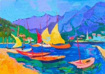 Vibrant Harbor Segelbåtar