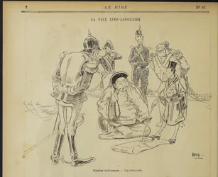 Sino-japansk fred, intressant position. Den intresserade. Från: Le Rire, 11 maj 1895, 1895.