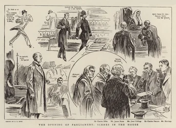 Parlamentets öppnande, scener i huset