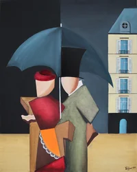 En elegant promenad i regnet