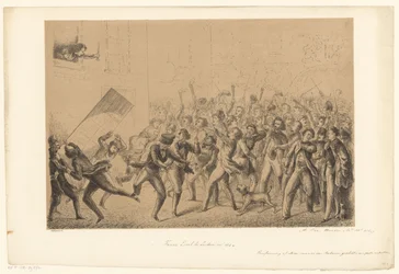 Firande studenter hälsar sin idol Franz Liszt Franz Liszt i Leiden 184* (titel på objekt) Från det förflutna (serietitel)