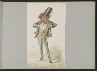 Karikatyrfigur med en bowlerhatt