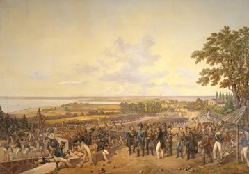 Kung Carl XIV Johan (1763-1844) av Sverige på besök i kanalslussarna vid Berg 1819, 1856