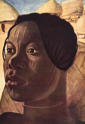 Aoua, Banda-kvinna (Ialinga), från Drawings and Paintings of Africa, avrättad under Citroen Center Africa-expeditionen, andra Haardt Audouin-Dubreuil-uppdraget, pub. Paris, 1927