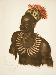 Louaho, kocken Wagenia (Stanleyville), från Drawings and Paintings of Africa, avrättad under Citroen Center Africa-expeditionen, andra Haardt Audouin-Dubreuil-uppdraget, pub. Paris, 1927 (färg upplyst