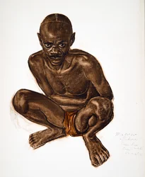 Masua, Tike-Tik (Arebi) Haut Ouelle, från Drawings and Paintings of Africa, avrättad under Citroen Center Africa-expeditionen, andra Haardt Audouin-Dubreuil-uppdraget, pub. Paris, 1927 (färg upplyst