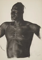 Sara the Tracker (Bahr Ouandja), från Drawings and Paintings of Africa, avrättad under Citroen Center Africa-expeditionen, andra Haardt Audouin-Dubreuil-uppdraget, pub. Paris, 1927