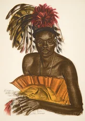 Tuba, chef Matchaga (Niangara (Haut Ouelle), från Drawings and Paintings of Africa, avrättad under Citroen Center Africa-expeditionen, andra Haardt Audouin-Dubreuil-uppdraget, pub. Paris, 1927 (co.