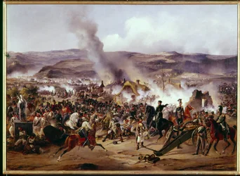 Napoleonkrigen: Slaget vid Kulm (nuvarande Chlumec) i Böhmen (Tjeckien) den 30/08/1813 mot den franska armén mot en koalition av preussiska, österrikiska och ryska trupper, under det tyska fälttåget. Målning av Alexander