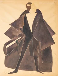 Kostymdesign för pjäsen Kamrat Khlestakov av Dmitri Smolin, ca 1921.
