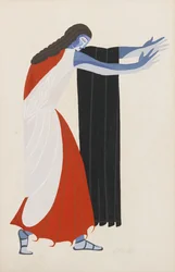 Kostymdesign för pjäsen Seven Against Thebe av Aeschylus, 1925