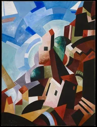 Italiensk stad vid havet, ca 1917 (olja och tempera på duk)