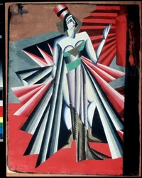""Character from Herodia"" Kostym för karaktärer från pjäsen ""Salome"" av Oscar Wilde. Gouache av Alexandra Alexandrovna Exter (1882-1949) 1917 State Central A. Bakhrushin Theatre Museum, Moskva, Ryssland