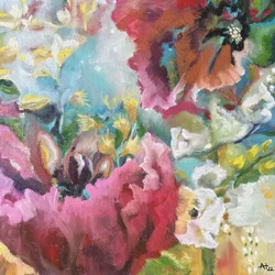 Livfull abstrakt blomstermålning