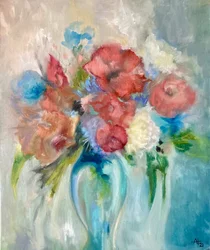 En färgsprakande blomsterbukett