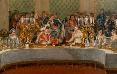 Banketten för bröllopet av Napoleon Bonaparte (1769-1821) och Marie-Louise de Habsburg-Lorraine (1791-1847) 1810 - Detalj av: Högtid för bröllopet av Napoleon I och Marie-Louise ger i teatern i Palais des Tuilerierna, 2 april