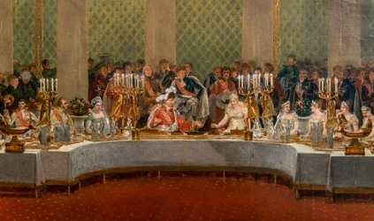Banketten för bröllopet av Napoleon Bonaparte (1769-1821) och Marie-Louise de Habsburg-Lorraine (1791-1847) 1810 - Detalj av: Högtid för bröllopet av Napoleon I och Marie-Louise ger i teatern i Palais des Tuilerierna, 2 april