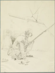 Sårad soldat laddar sitt gevär