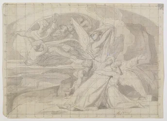 Studie för The Death of Moses, 1851 (penna och bläck, tvätt, penna och gouache på papper) (se 225068)