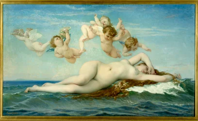 Venus födelse. Målning av Alexandre Cabanel (1823-1889), 1863. Höjd 1,3 x 2,25 m. Paris, Musée d