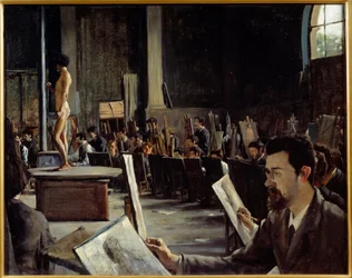 Målaren Alexandre Cabanels (1823-1889) verkstad vid Ecole des Beaux Arts Målning av Tacrede Bastet (1858-1942) 1883 Grenoble Musee des Beaux Arts Observera! Användning av detta arbete kan vara föremål för en begäran om tillstånd från tredje part eller ytte