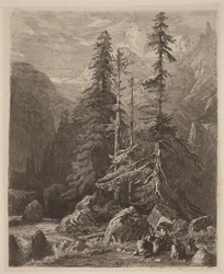 Etsningsstudier av Alexandre Calame, I, plansch 21
