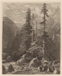 Etsningsprov av Alexandre Calame, I, pl. 21