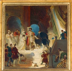 François I och hans hov mottog verk från Italien av Primaticcio ...