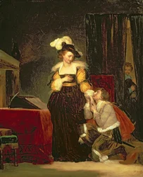 Mary Queen of Scots (1542-87) med Rizzio, ca 1830 (olja på duk)