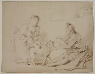 Den första ridlektionen (La première leçon déquitation), ca 1778 (grafit och brun tvätt på antikt papper)