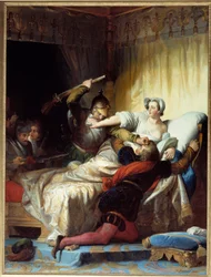 Religionskrig: "" scen för massakern på Saint Barthelemy den 24/08/1572"" Målning av Evariste Fragonard (1780-1850) 1836 Sön. 1,79x1,33 m