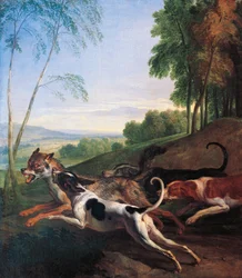 Vargjakt, målning av Alexandre-Francois Desportes (1661-1743), Frankrike