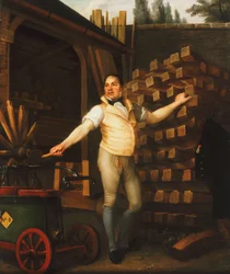 En hjulmakare med en brandbil på en gård, 1812