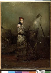 ""Autoporträtt"" (självporträtt) Målning av Alexandre Gabriel Decamps (1803-1860) 1830 Eremitagemuseet, Sankt Petersburg