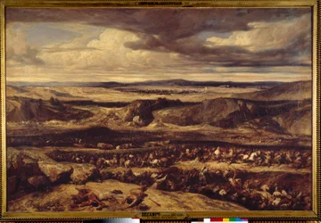 Nederlaget för Cimbres (101 f.Kr.) eller den romerske generalen Marius besegrade Cimbres i Provence slättmålning av Alexandre Gabriel Decamps (1803-1860) 1833 Sön. 1,3x1,95 m