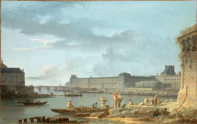 Louvren och Pont Royal, sett från Pont-Neuf, ca 1780 (olja på duk)