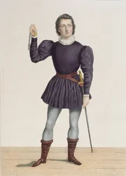 Frédérick Lemaître (1800-76) som Edgard i "La Fiancée de Lammermoor" av Walter Scott (1771-1832) på Théâtre de la Porte Saint-Martin