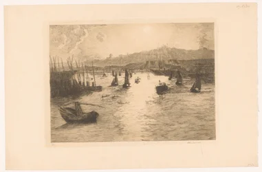 Hamn med solnedgång