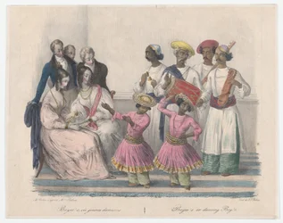 Bayees eller dansande pojkar, från tjugofyra plattor som illustrerar hinduiskt och europeiskt sätt..., 1832