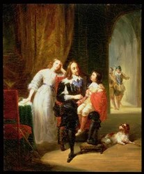 Charles I (1600-49) i väntan på rättegång, prins Henrik (1640-60) satt i sitt knä