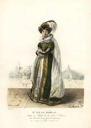 Marie Dorval eller Madame Allan Dorval som drottning Elisabeth i Le Chateau de Kenilworth av Jean-Baptiste Blache och Henri Lemaire, Theatre de la Porte St. Martin