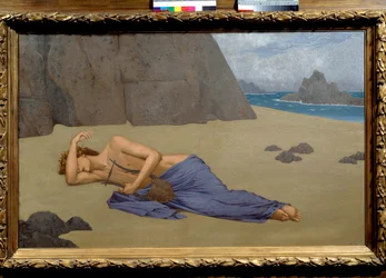 Lamentation of Orphee Painting av Alexandre Seon (1855-1917) 1896. Dim. 0,73 x 1,16 m. Musée d