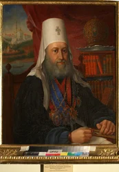 Eugene de Kiev, metropolit de Kiev et de Gallitch - Porträtt av Jevgenij Bolkhovitinov (1767-1837), Metropolit i Kiev och Galicien - Kalashnikov, Alexei Afanasyevich (1795-1852) - 1837 - Olja på duk - 76x66 - Institutionen för rysk litteratur (Pushki