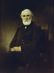 Porträtt av författaren Ivan S. Turgenev 1818-1883, 1875