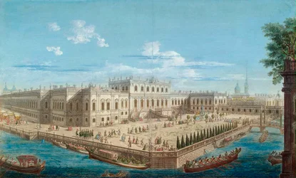 Utsikt över kejsarinnan Elizabeths sommarpalats vid Fontanka-floden i St. Petersburg, 1753.