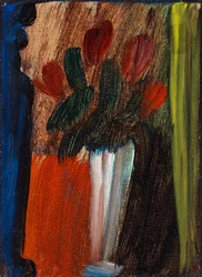 Stillebensblommor i vit vas, 1936.