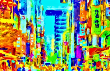 Multicolours city, bokstavligen, 2020 (blandteknik)